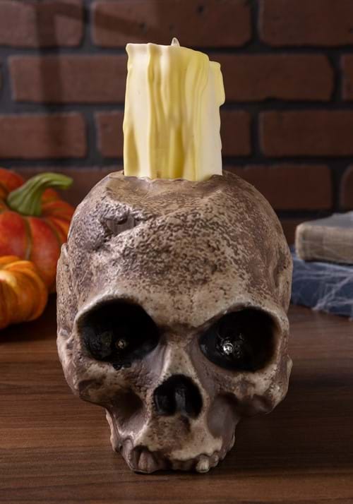 5-Inch Light Up Ancient Skull Candle Decoration - US 3998