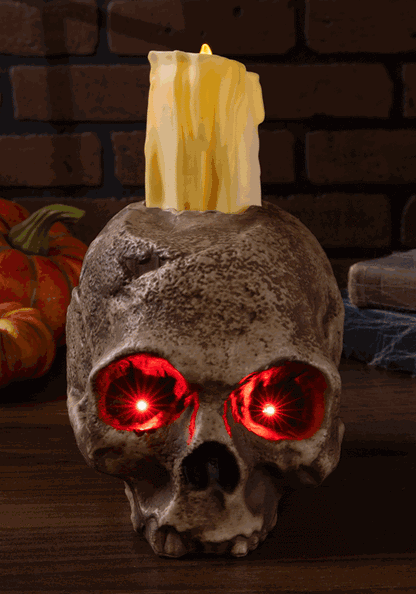 5-Inch Light Up Ancient Skull Candle Decoration - US 3998