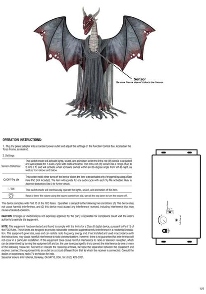 6FT Animated Brimstone Dragon Halloween Decoration - US 9563