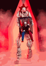 7FT Animated Cagey the Clown with Caged Clown Decoration - US 0919
