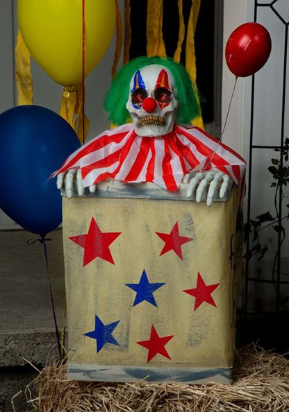 2.5FT Animated Laughing Evil Clown in Box Halloween Decoration - US 9044