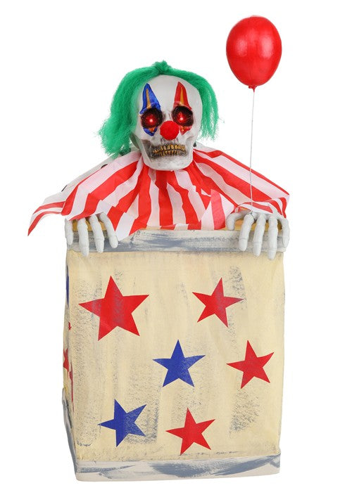 2.5FT Animated Laughing Evil Clown in Box Halloween Decoration - US 9044