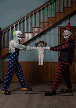 Animated Tug of War Evil Clowns Halloween Decoration - US 6077