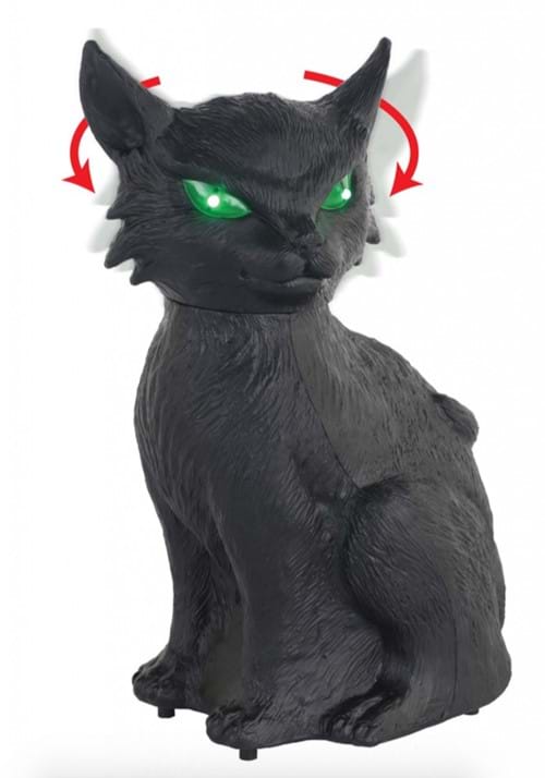 13-Inch Animated Creepy Black Cat Halloween Prop - US 9684