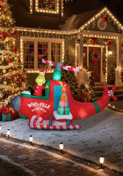 10FT Animated Grinch in Helicopter Inflatable Decoration - US 6615