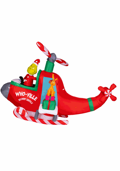 10FT Animated Grinch in Helicopter Inflatable Decoration - US 6615