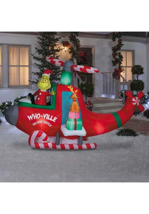 10FT Animated Grinch in Helicopter Inflatable Decoration - US 6615
