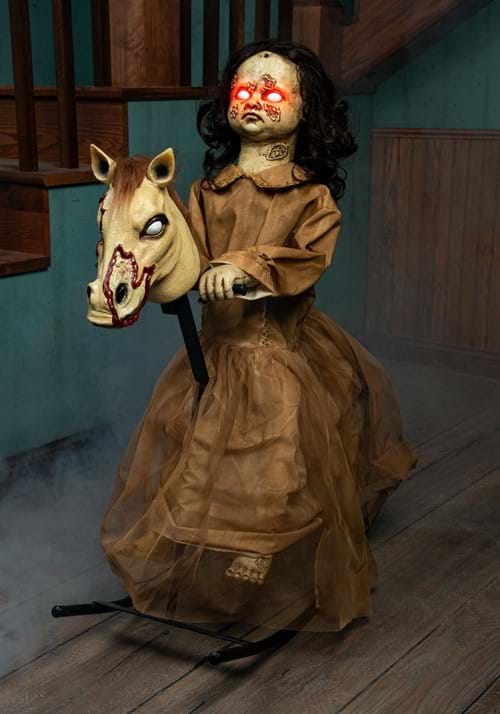 3.5FT Light Up Talking Doll on Animated Rocking Horse Decoration - US 2241