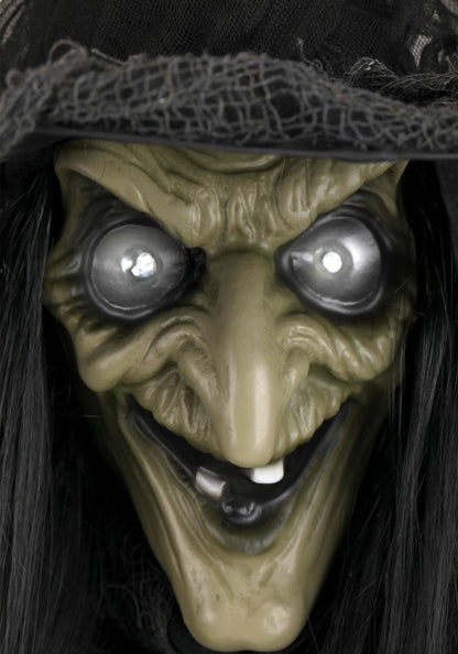 5.8FT Animated Standing Black Witch Decoration - Scream Saver - US 3685