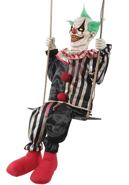 4FT Animated Swinging Chuckles Evil Clown Halloween Prop - US 2182