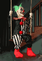 4FT Animated Swinging Chuckles Evil Clown Halloween Prop - US 2182