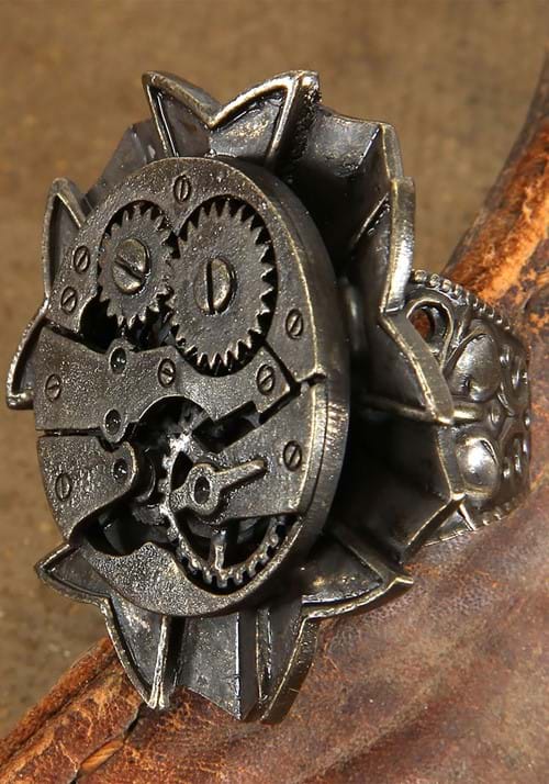 Antique Watch Gears Steampunk Ring - US 5894