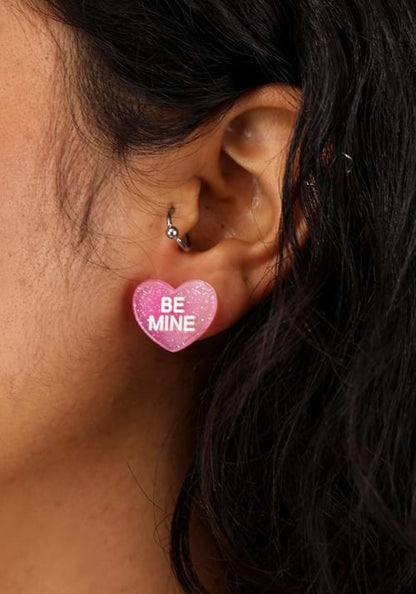 Be Mine Heart Lucite Stud Earrings - US 4480