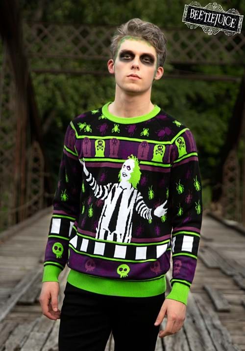 Beetlejuice It's Showtime! Halloween Sweater for Adults - US 2821