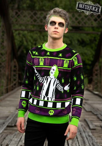 Beetlejuice It's Showtime! Halloween Sweater for Adults - US 2821