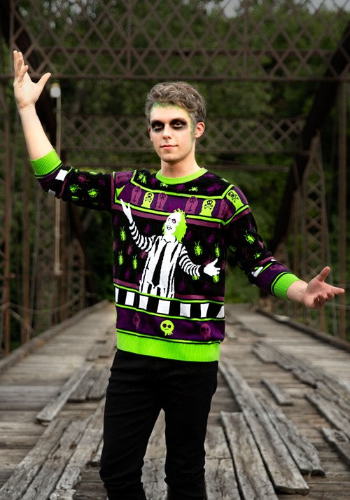 Beetlejuice It's Showtime! Halloween Sweater for Adults - US 2821
