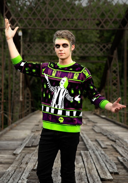 Beetlejuice It's Showtime! Halloween Sweater for Adults - US 2821