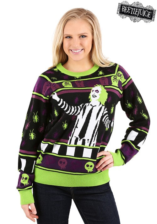 Beetlejuice It's Showtime! Halloween Sweater for Adults - US 2821