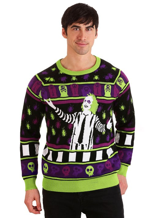 Beetlejuice It's Showtime! Halloween Sweater for Adults - US 2821