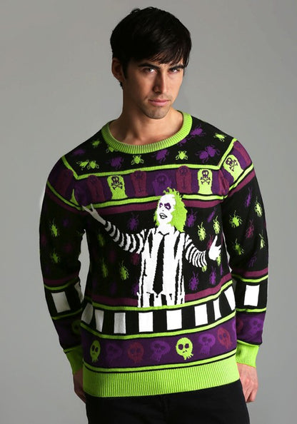 Beetlejuice It's Showtime! Halloween Sweater for Adults - US 2821