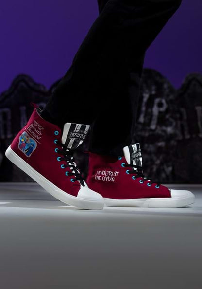 Beetlejuice Recently Deceased Maroon Sneakers for Adults - US 5778