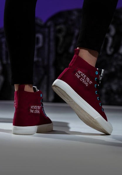 Beetlejuice Recently Deceased Maroon Sneakers for Adults - US 5778