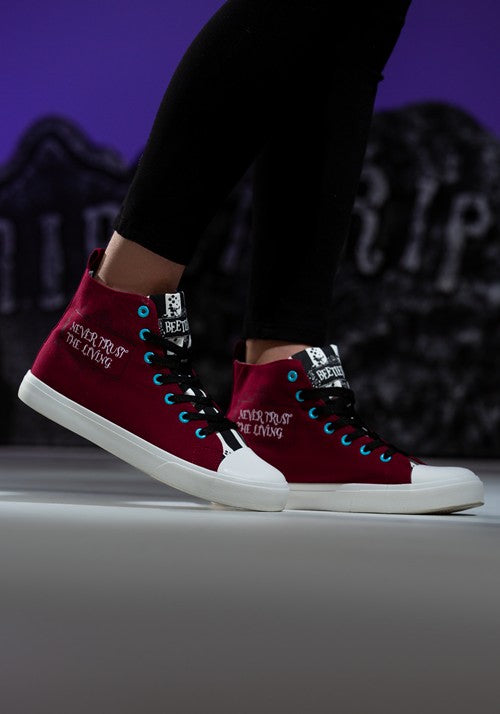 Beetlejuice Recently Deceased Maroon Sneakers for Adults - US 5778