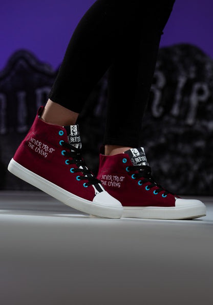 Beetlejuice Recently Deceased Maroon Sneakers for Adults - US 5778