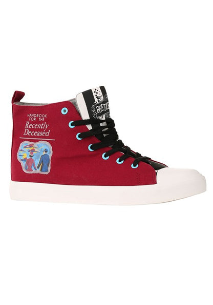 Beetlejuice Recently Deceased Maroon Sneakers for Adults - US 5778
