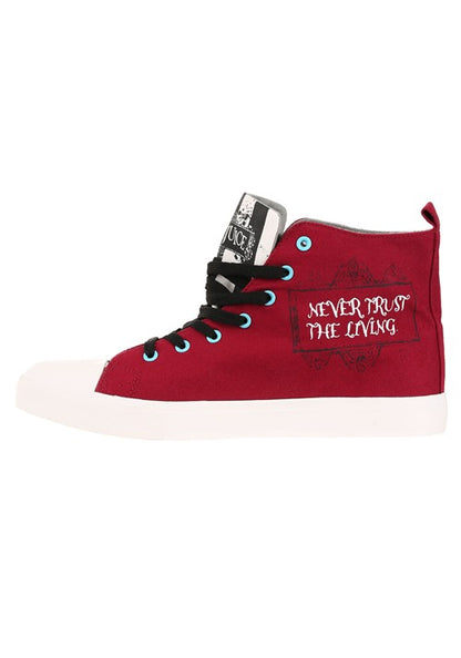 Beetlejuice Recently Deceased Maroon Sneakers for Adults - US 5778