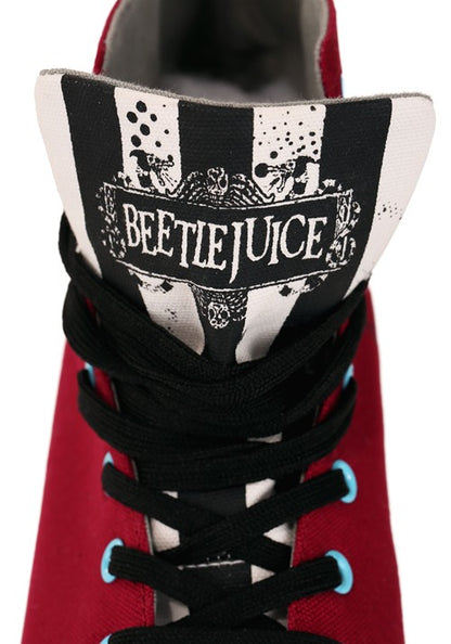 Beetlejuice Recently Deceased Maroon Sneakers for Adults - US 5778