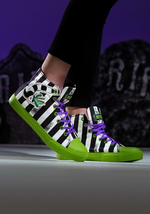 Unisex Beetlejuice Black and White Striped Sneakers - US 6189