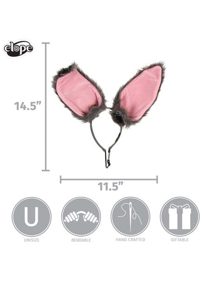 Bendy Gray Bunny Ears Costume Headband - US 7133