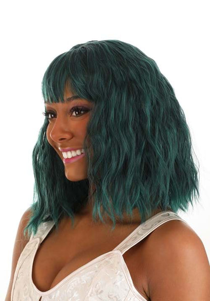 Black and Green Wavy Wig Accessory - US 5531