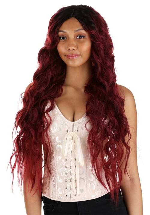 Women's Red and Black Long Wavy Costume Wig - US 3052