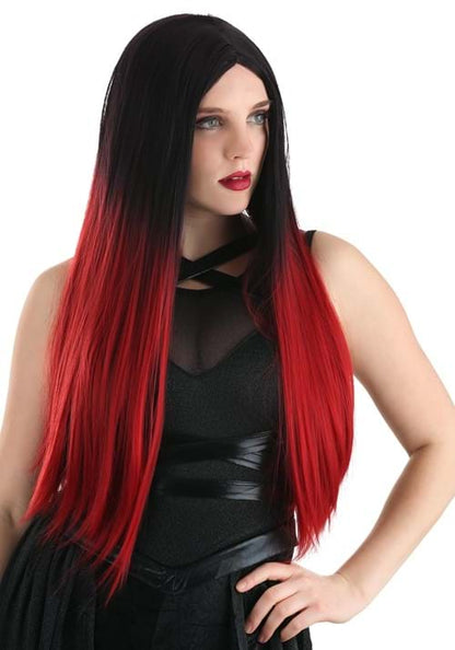 Black and Red Ombre Wig for Adults - US 8295