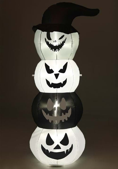 5FT White & Black Stacked Jack O Lantern Inflatable Decoration - US 7707