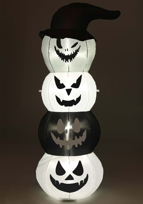 5FT White & Black Stacked Jack O Lantern Inflatable Decoration - US 7707