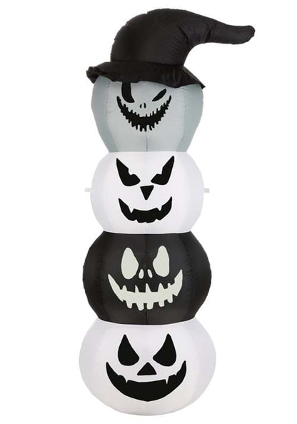 5FT White & Black Stacked Jack O Lantern Inflatable Decoration - US 7707