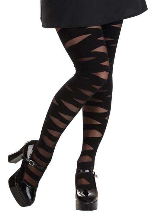 Black Banded Gothic Tights for Women - US 6537