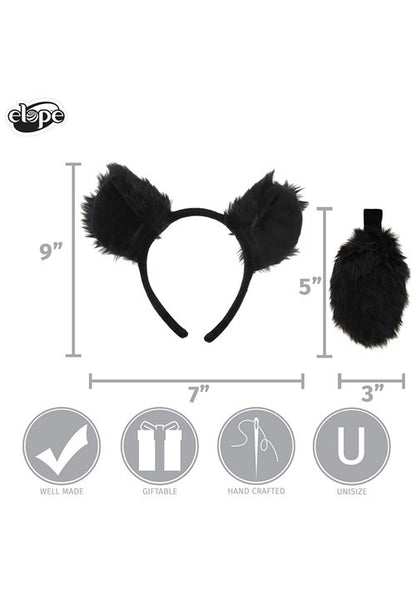Black Bear Costume Ears Headband & Tail Kit - US 8402