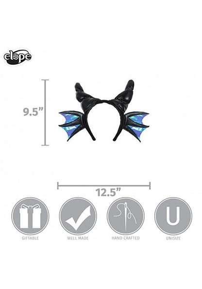Black Stuffed Dragon Horns Costume Headband - US 6453