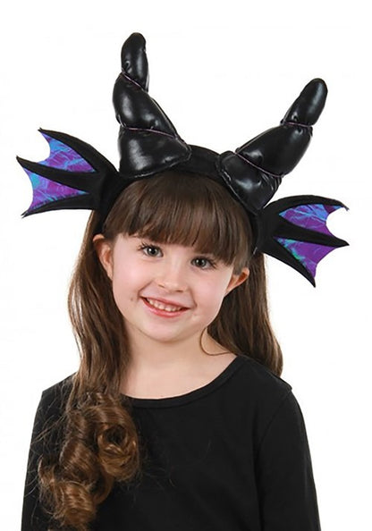 Black Stuffed Dragon Horns Costume Headband - US 6453