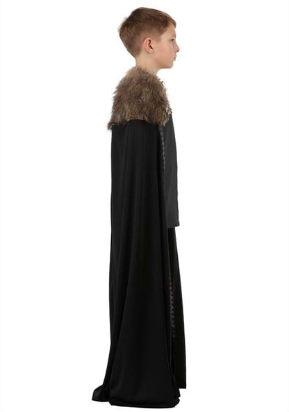 Black Faux Fur Collar Kid's Viking Costume Cape - US 3179