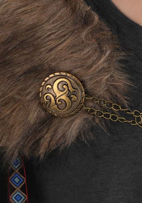 Black Faux Fur Collar Kid's Viking Costume Cape - US 3179