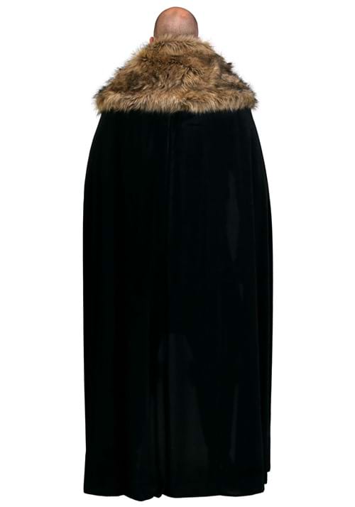 Black Faux Fur Collar Viking Cape for Adults - US 7361