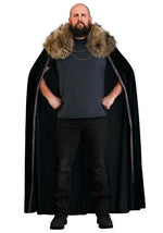 Black Faux Fur Collar Viking Cape for Adults - US 7361