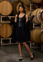 Black 1920's Fringe Flapper Costume for Women - US 3859