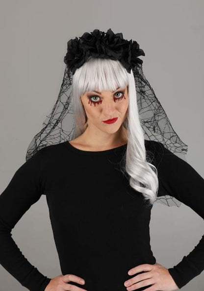 Women's Black Gothic Veil Accessory - US 7394