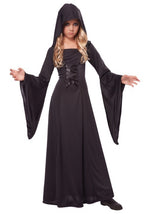 Girl's Deluxe Black Hooded Robe Costume - US 1028